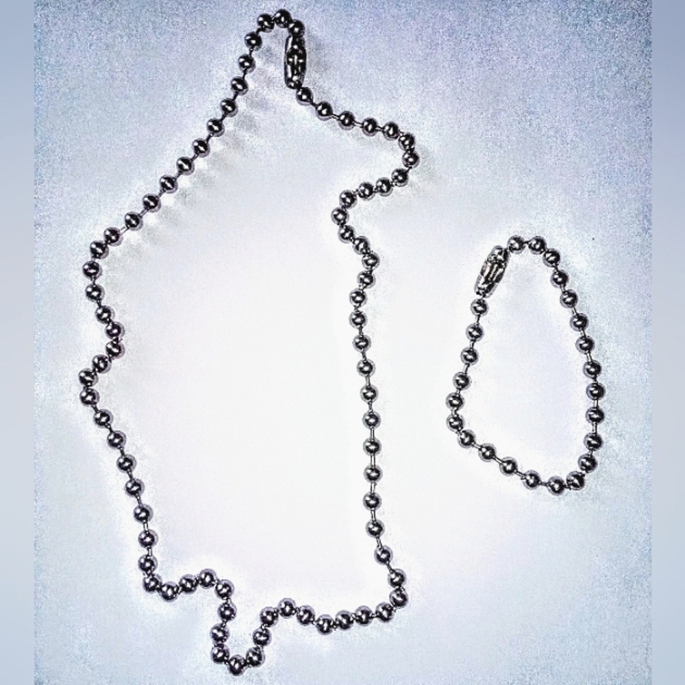 New 22" 5mm High Polished Stainless Steel Ball Chain Necklace w/ 8" Bracelet Set